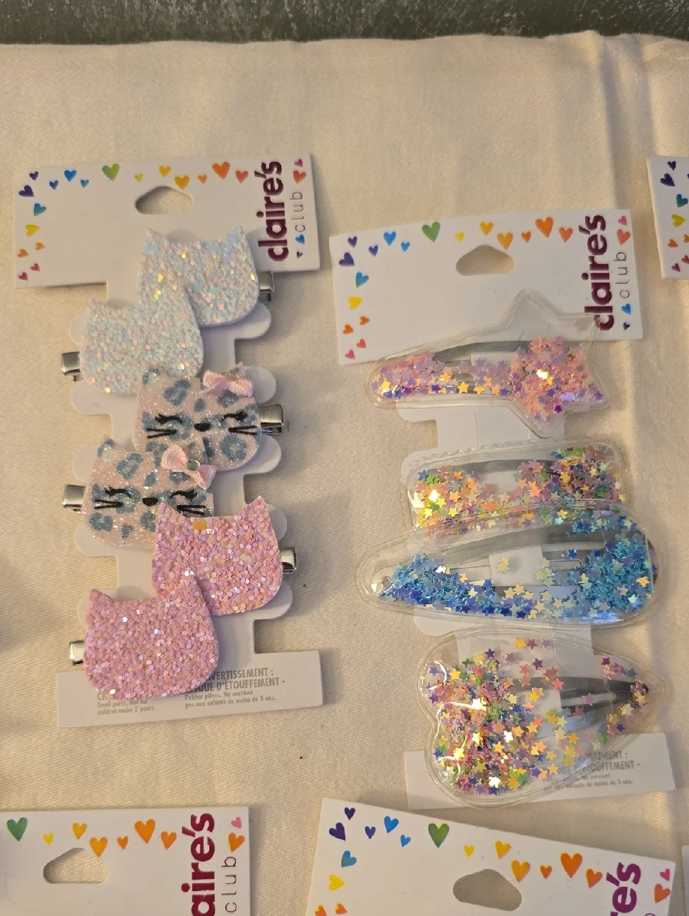 16 Claire's Pastel Hair Clip & Bow Assortment & Key Rings New